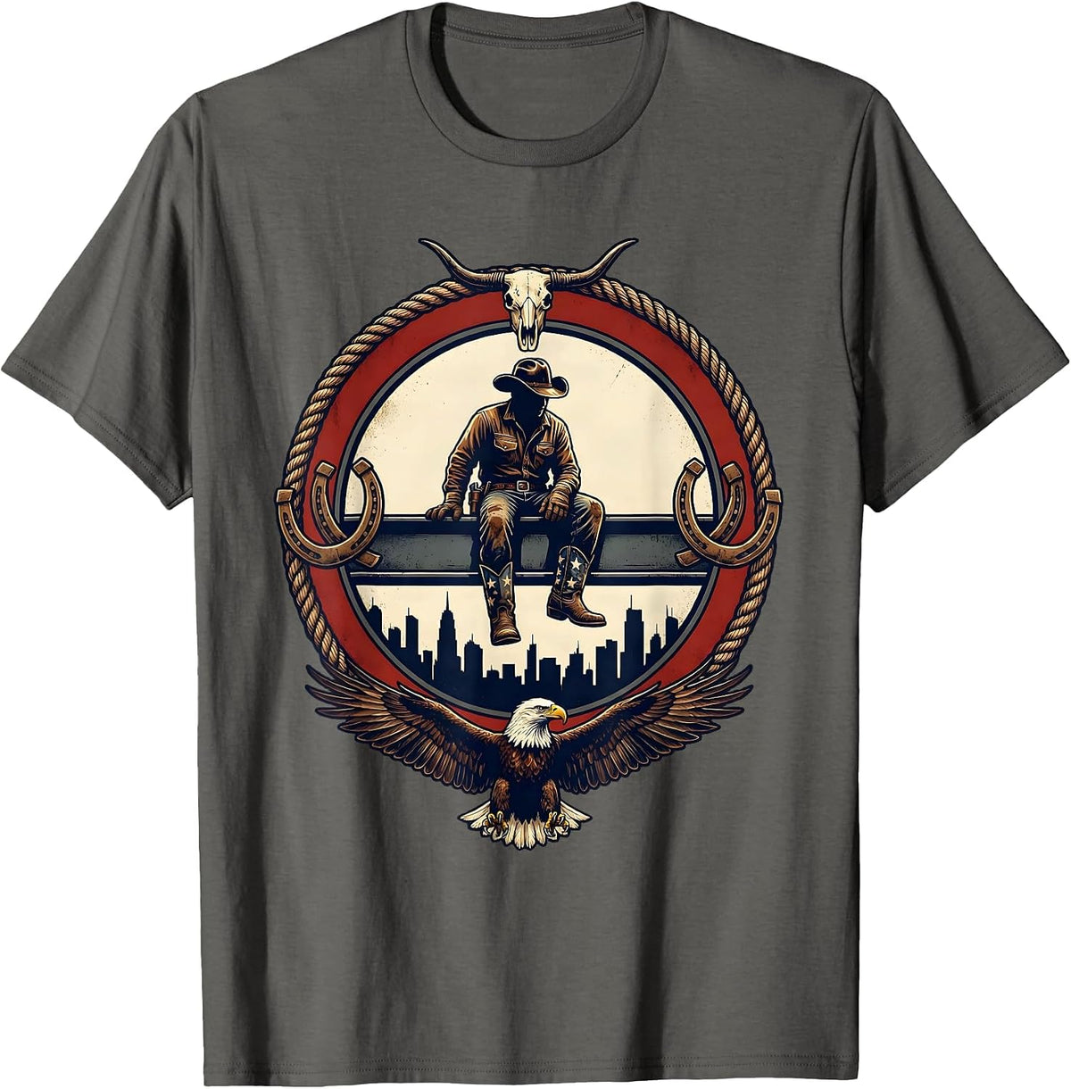 Steelworker Above the Skyline American Pride T-Shirt - Asphalt Grey