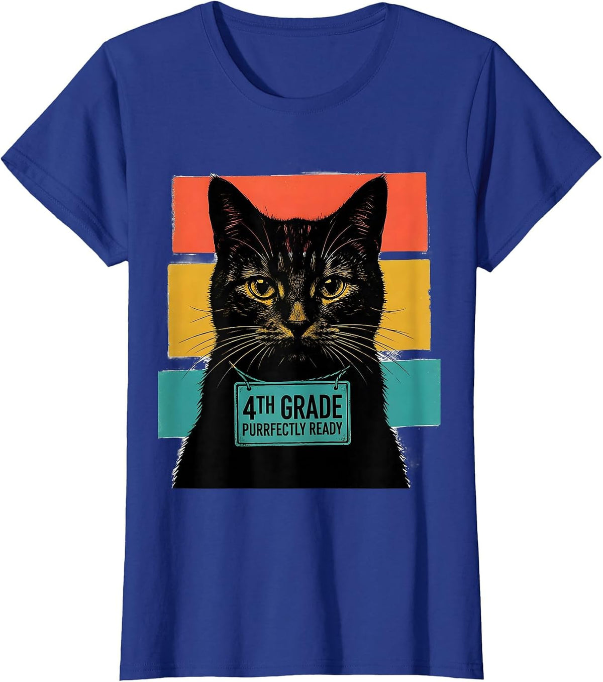 Women's 4th Grade Purrfectly Ready Cute Cat Back To School Girls T-Shirt - Royal Blue
