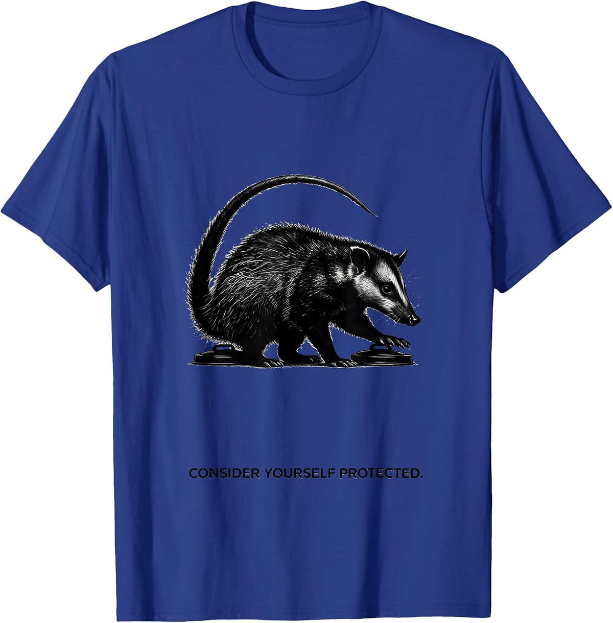 Men's Consider Yourself Protected Minimalist Opossum Meme Humor T-Shirt - Royal Blue