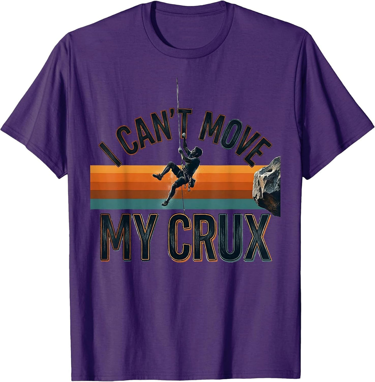 I Can't Move My Crux Funny Rock Climbing Bouldering Vintage T-Shirt - Purple