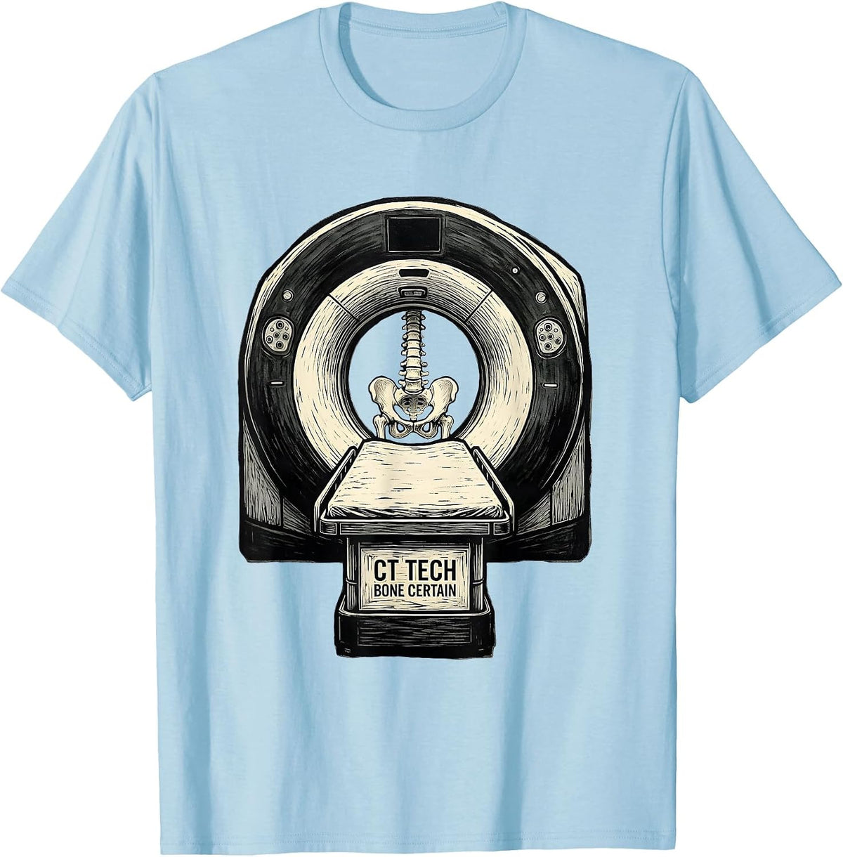 Men's CT Tech Bone Certain Funny Radiology Technologist Humor T-Shirt - Baby Blue
