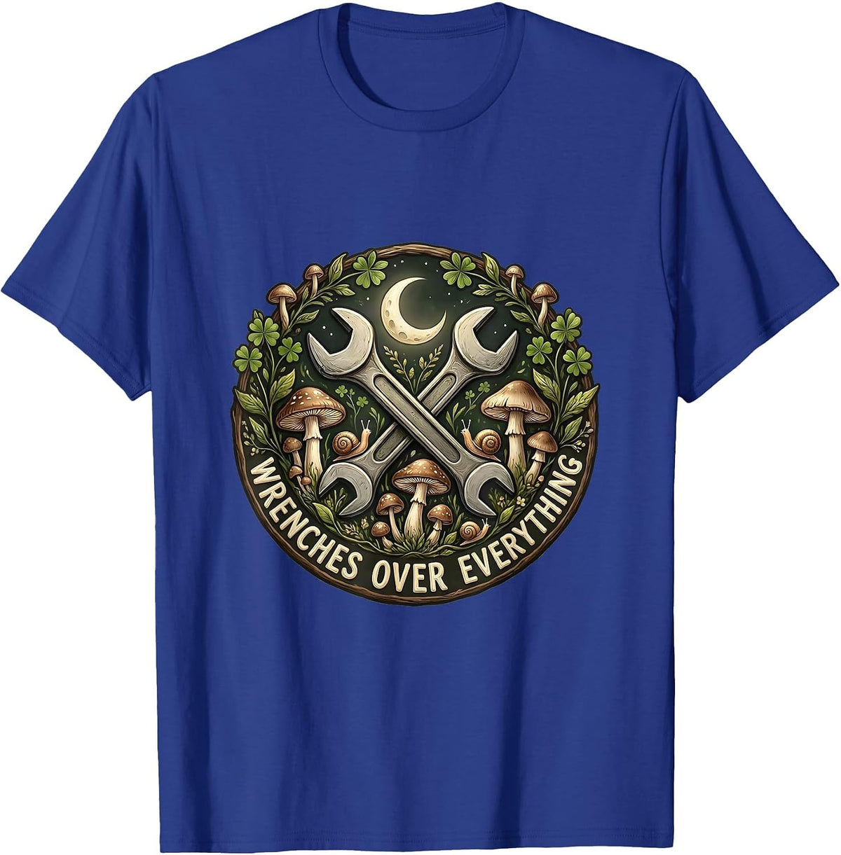Men's Wrenches Over Everything Mechanic Design T-Shirt - Royal Blue