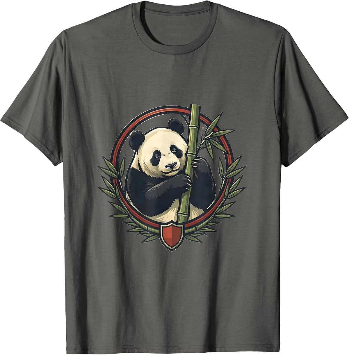 Men's Panda Crest Cute Humor Animal Lover Gift T-Shirt - Asphalt Grey
