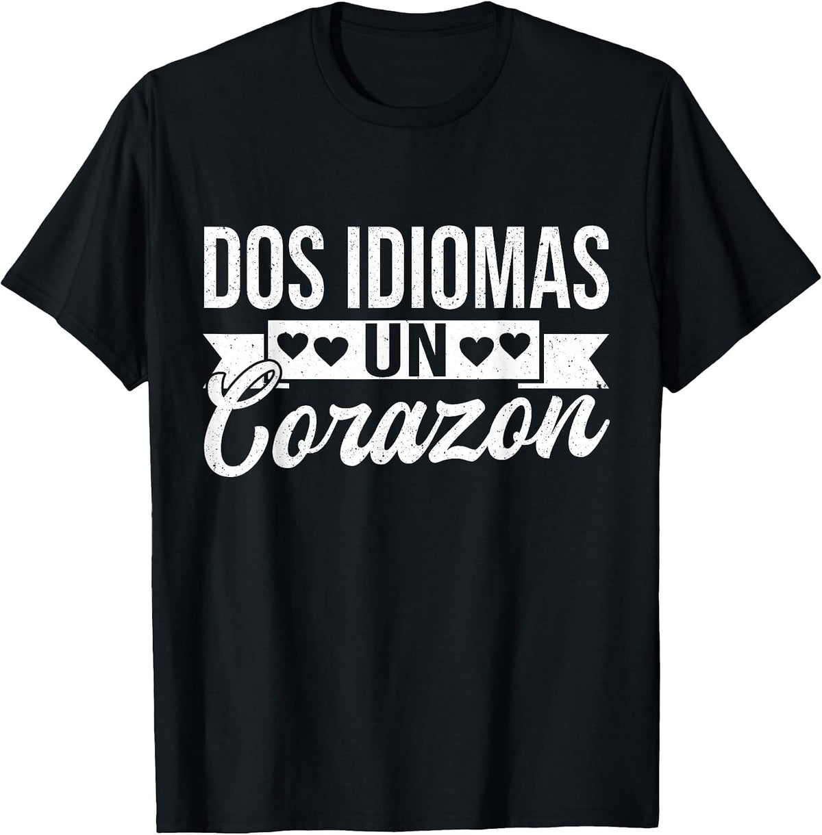 Dos Idiomas Un Corazon Spanish Teacher Bilingual T-Shirt - Black