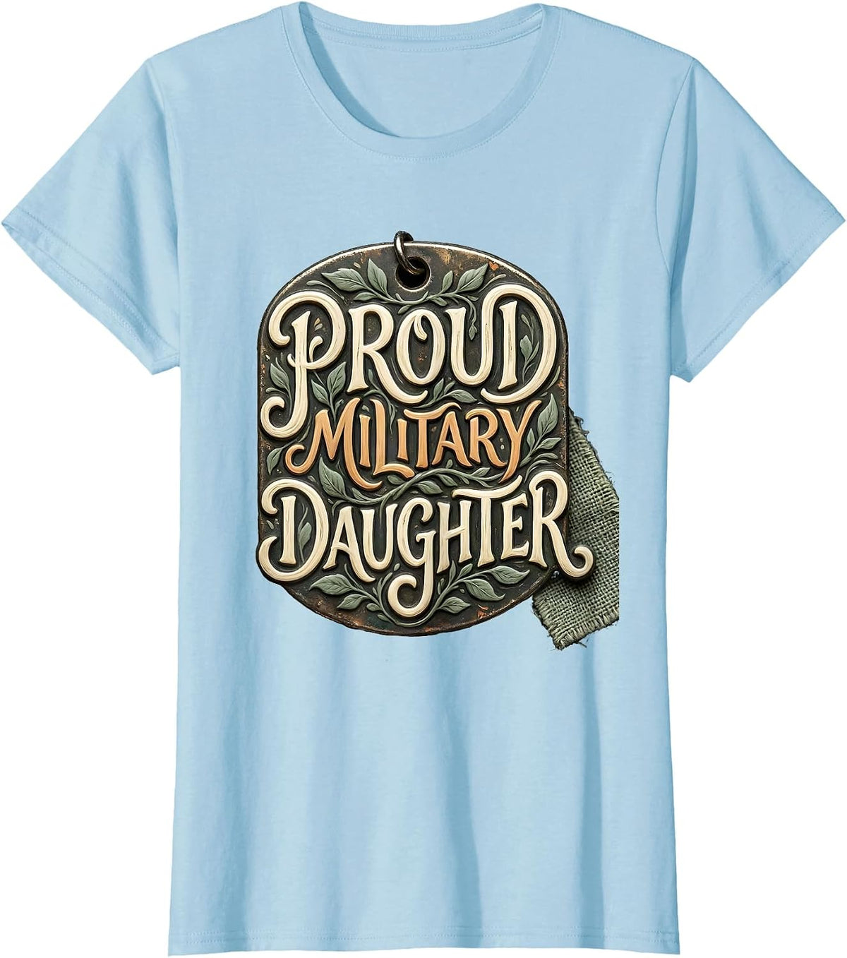 Proud Military Daughter Boho Typography Veteran Family T-Shirt - Baby Blue