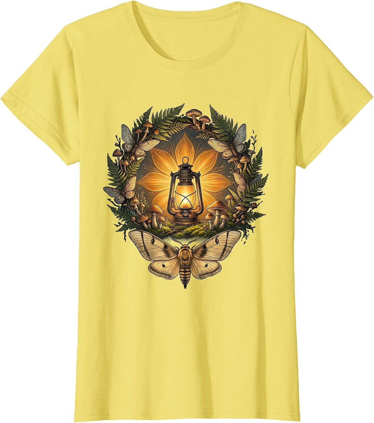 Lighthouse Beam Through Dark Fog Graphic Design T-Shirt - Lemon Yellow