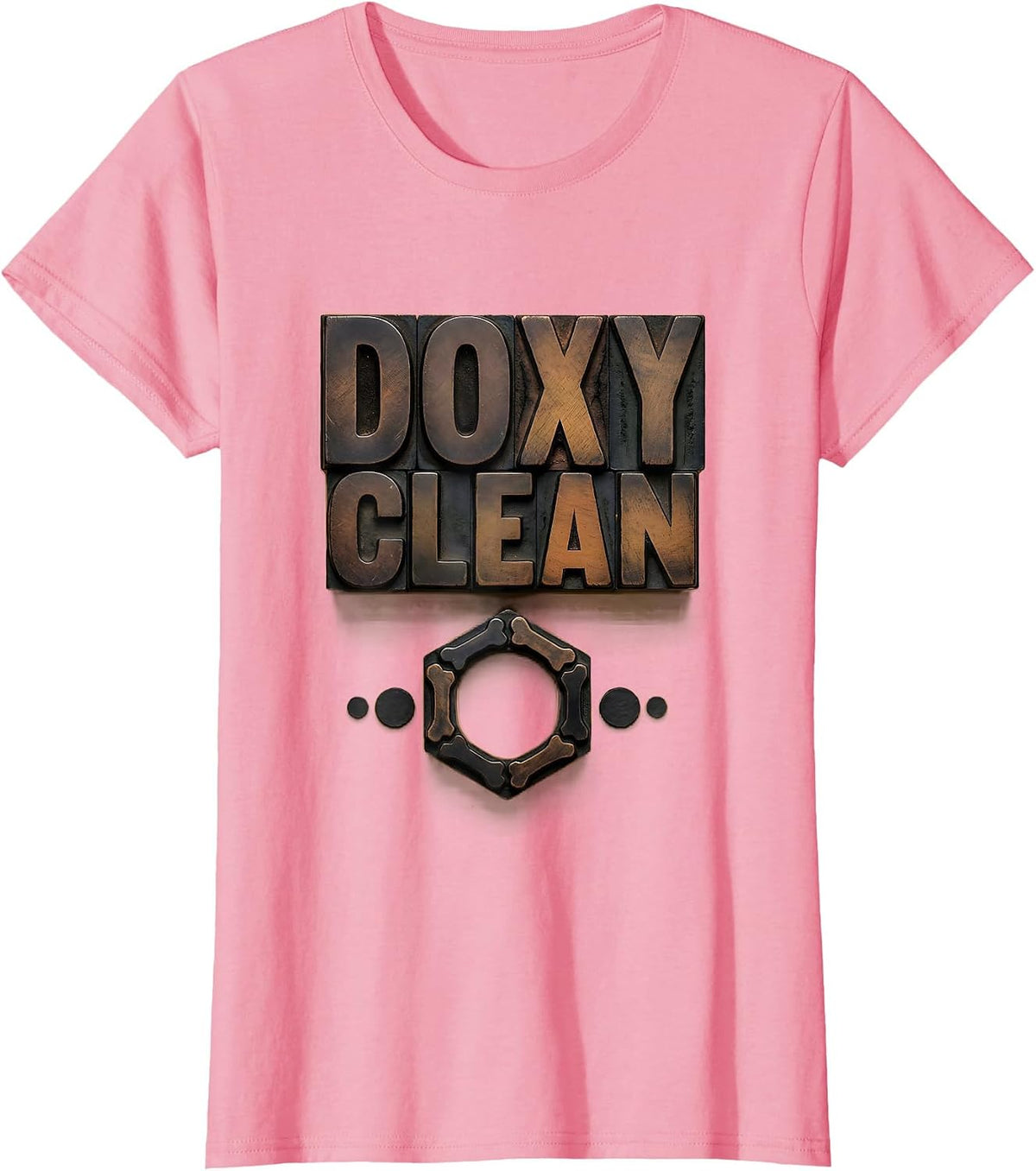 Women's Doxy Clean Wood Type Letterpress Pharmacy Technician Novelty T-Shirt - Pink
