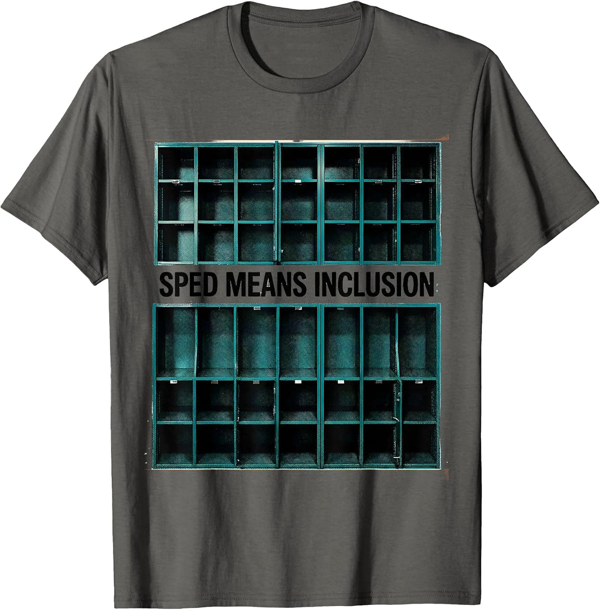 Men's SPED Means Inclusion Risograph Special Education Teacher T-Shirt - Asphalt Grey