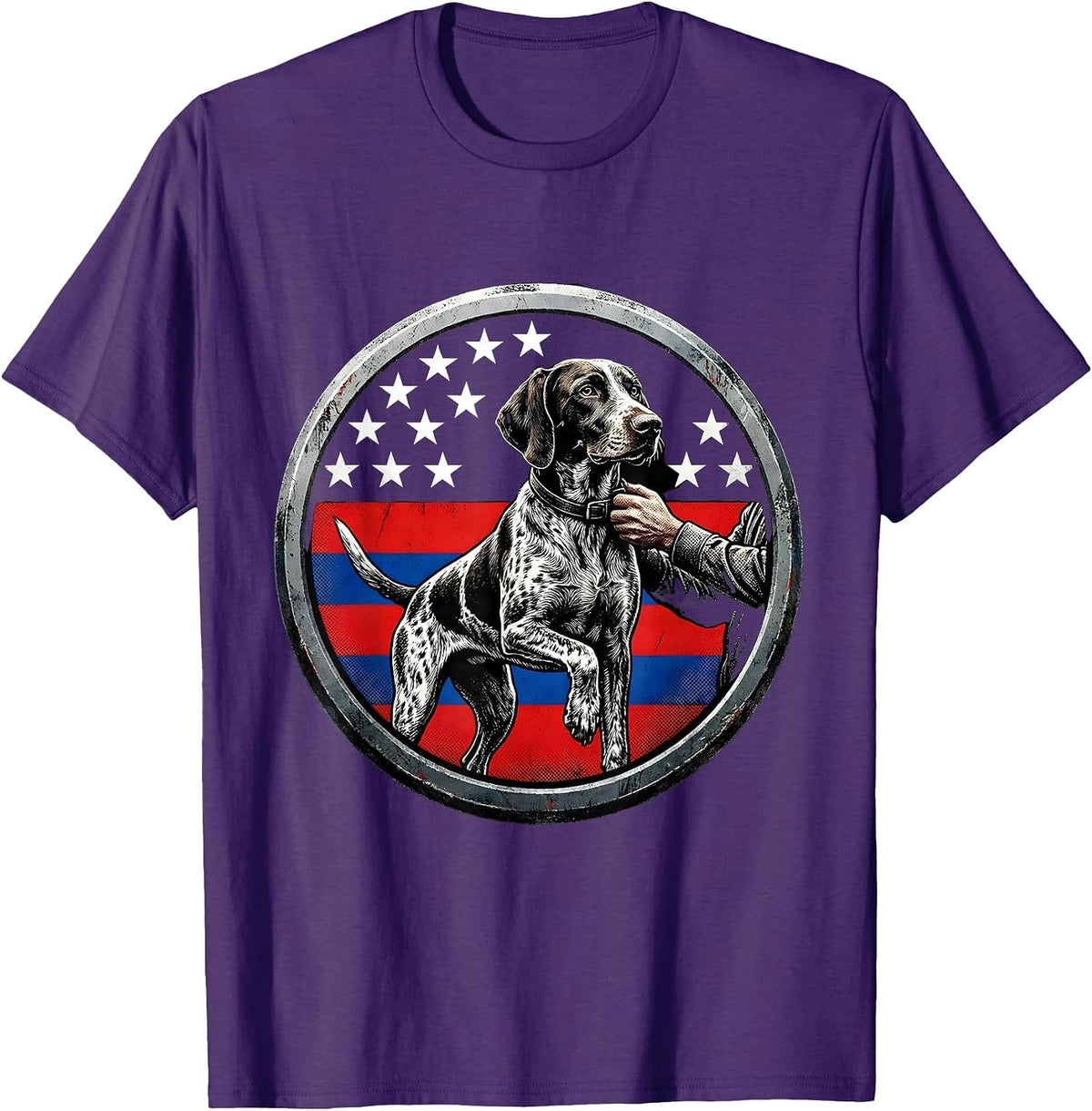 German Shorthaired Pointer Patriotic Dog Lover Shield T-Shirt - Purple