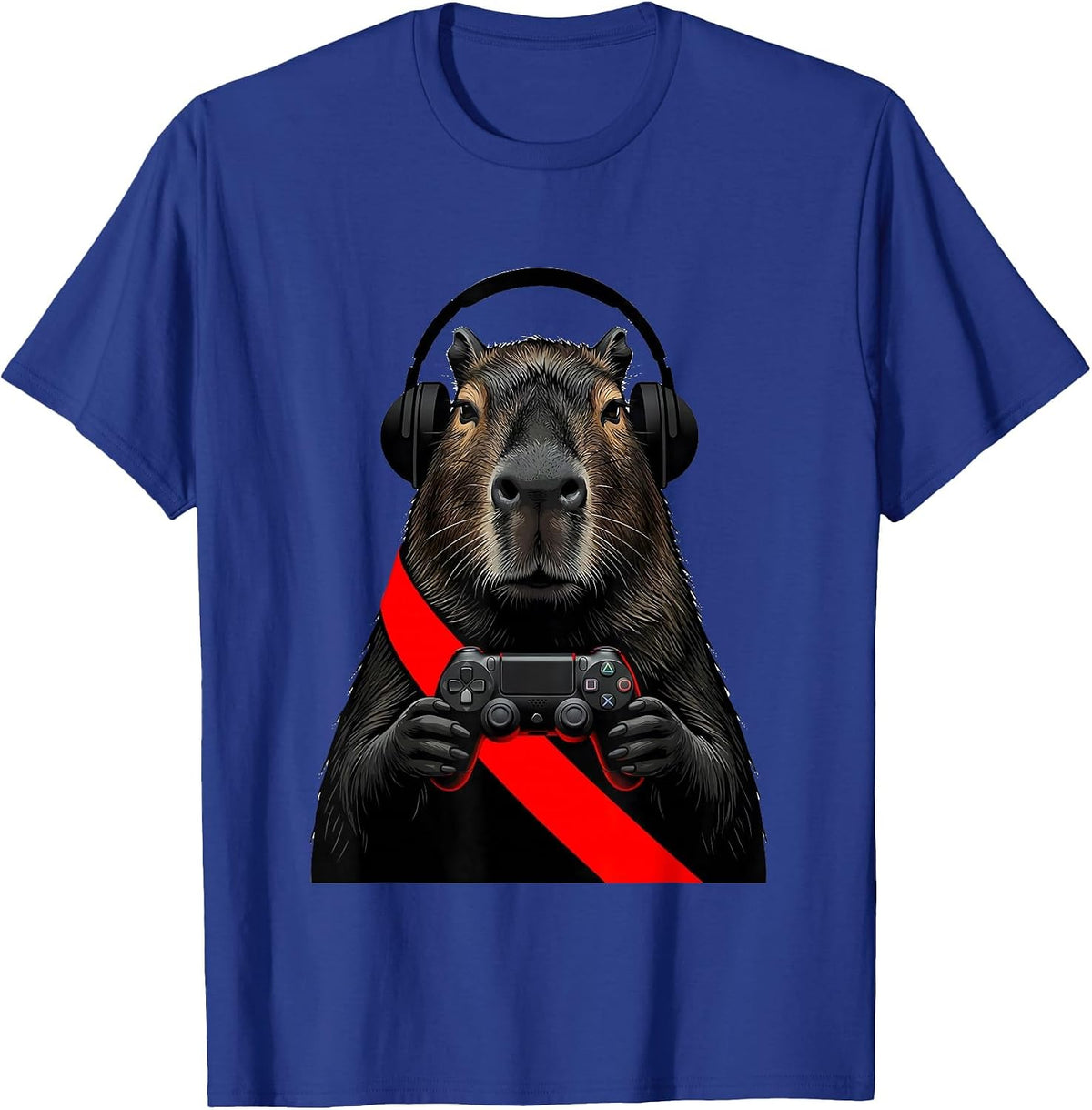 Men's Capybara Gamer Bruh Meme Humor Swiss International T-Shirt - Royal Blue