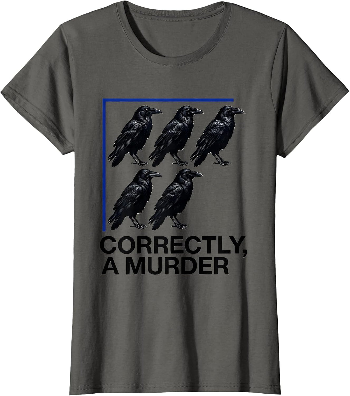 Women's Correctly, A Murder Funny Crow Lover Bird Humor T-Shirt - Asphalt Grey