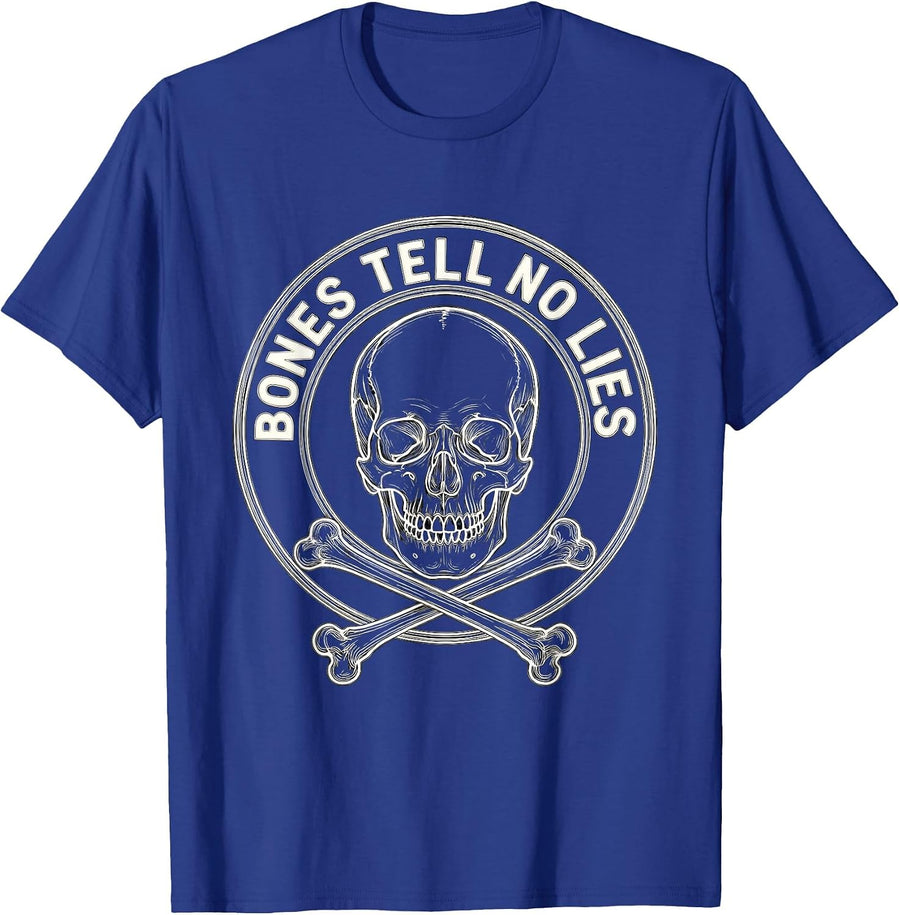 Bones Tell No Lies Skull Graphic Design T-Shirt - Royal Blue