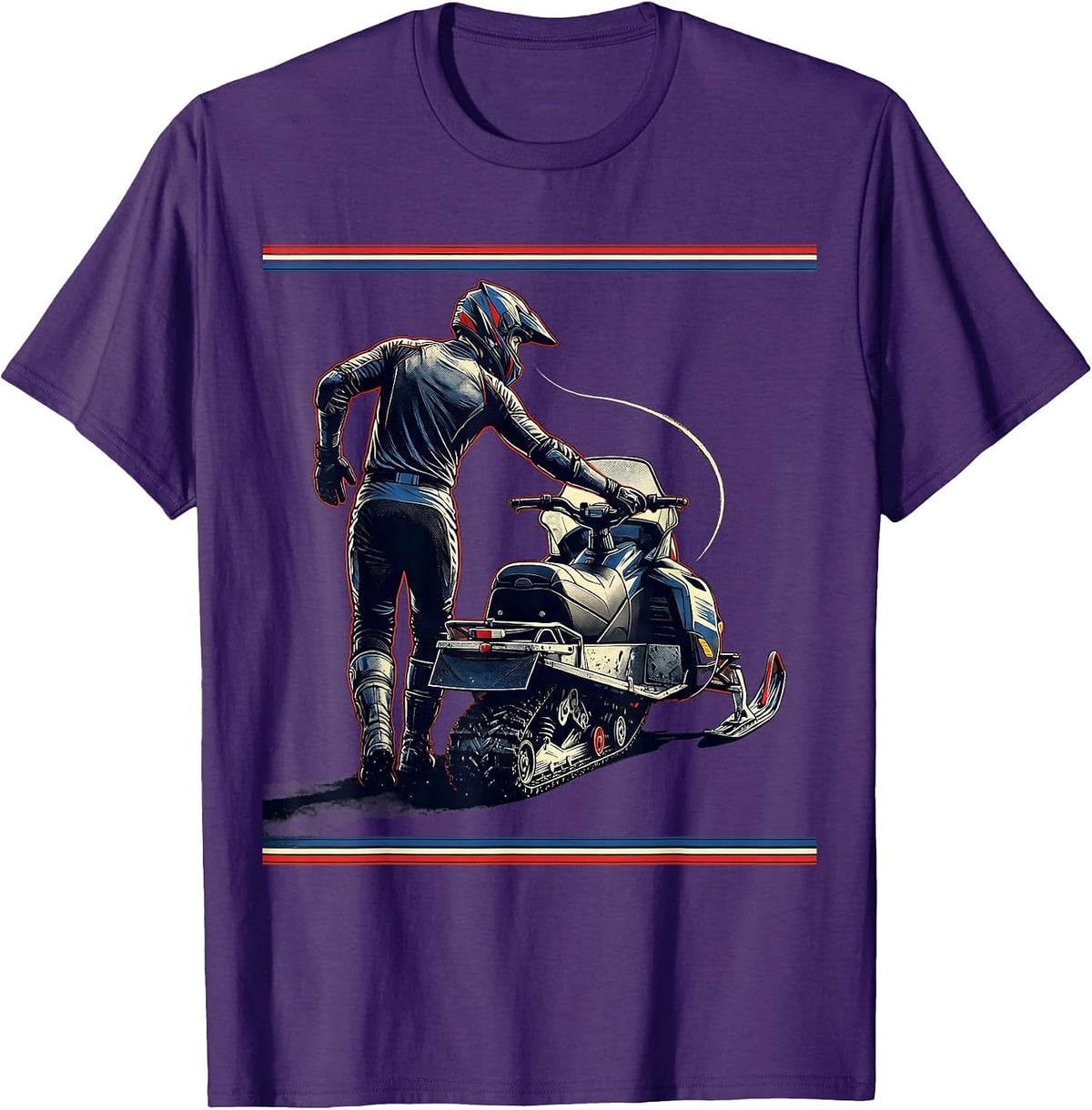 Helmeted Snowmobile Rider Sports Humor Gift T-Shirt - Purple