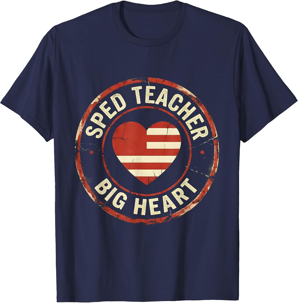 Sped Teacher Big Heart Special Education Design T-Shirt - Navy Blue