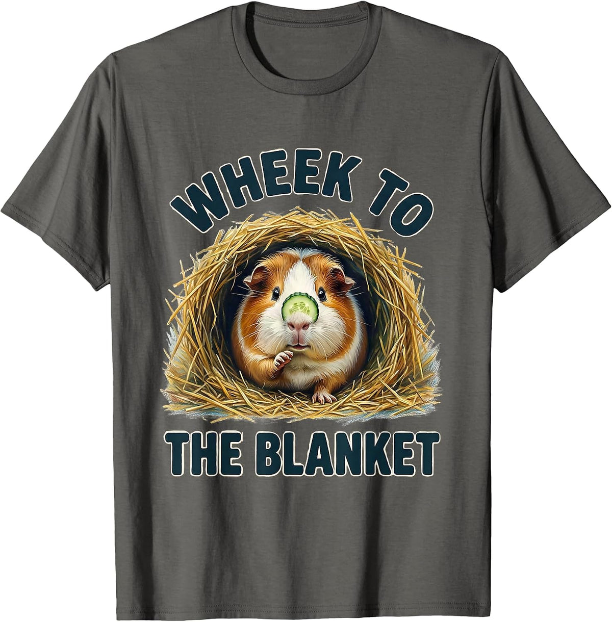 Wheek To The Blanket Funny Guinea Pig Pet Lover Storybook T-Shirt - Asphalt Grey