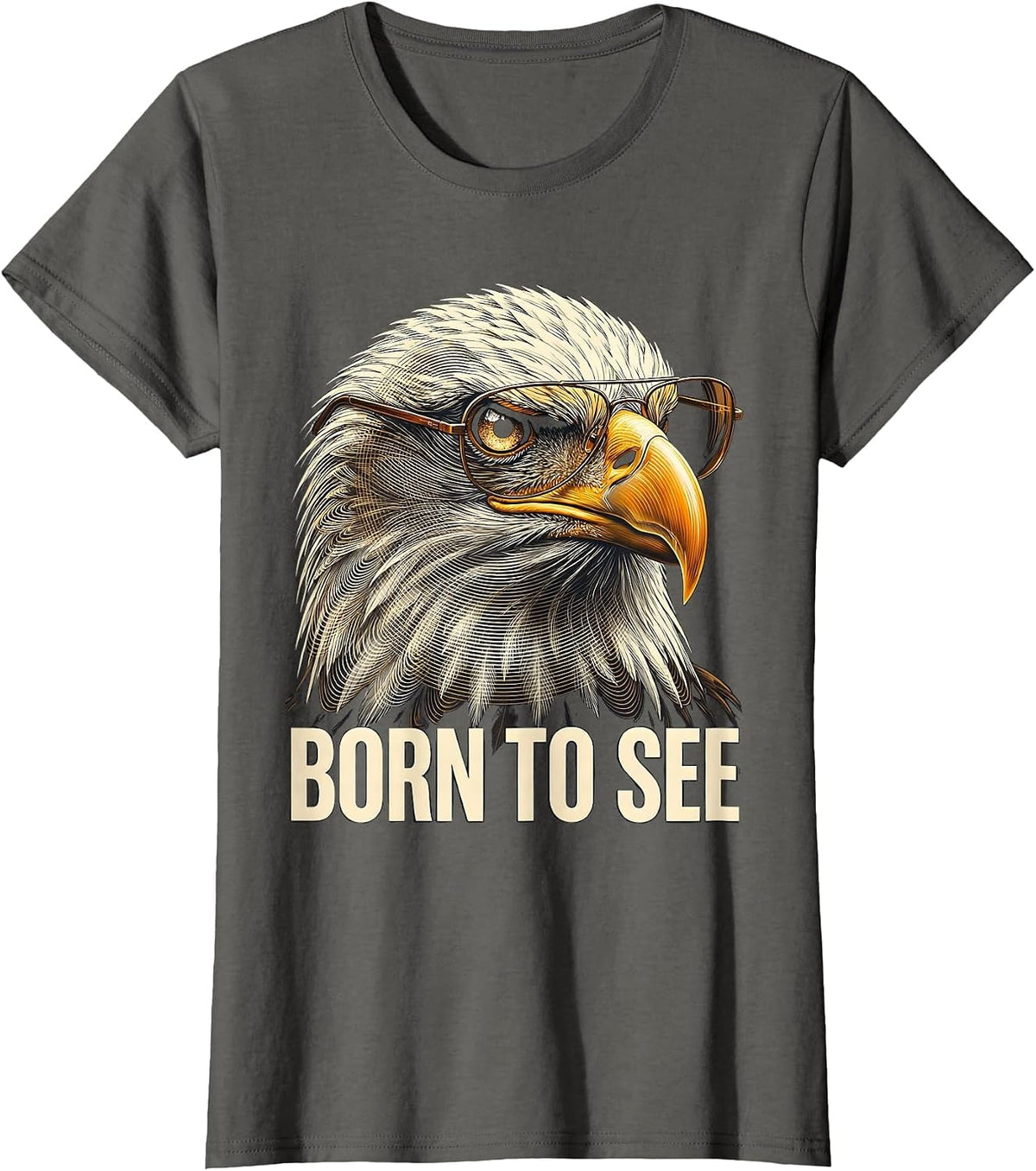 Women's Born To See Eagle Pride Kids Wildlife Lover T-Shirt - Asphalt Grey