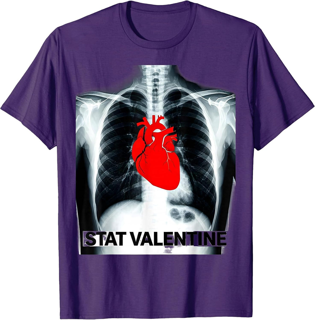 Stat Valentine Funny Radiology Tech Skeleton Humor Gift T-Shirt - Purple