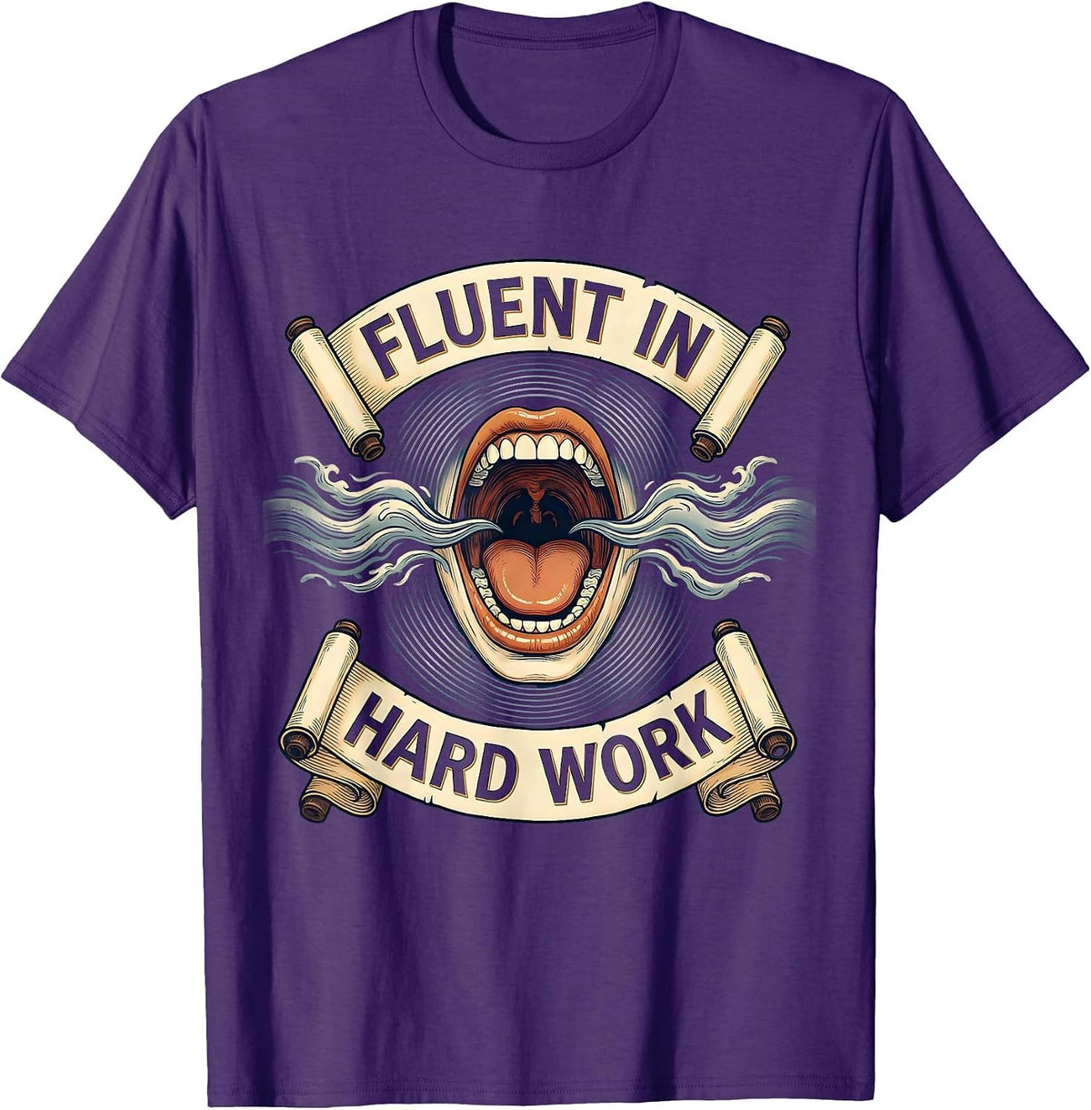Fluent in Hard Work Motivational Design T-Shirt - Purple