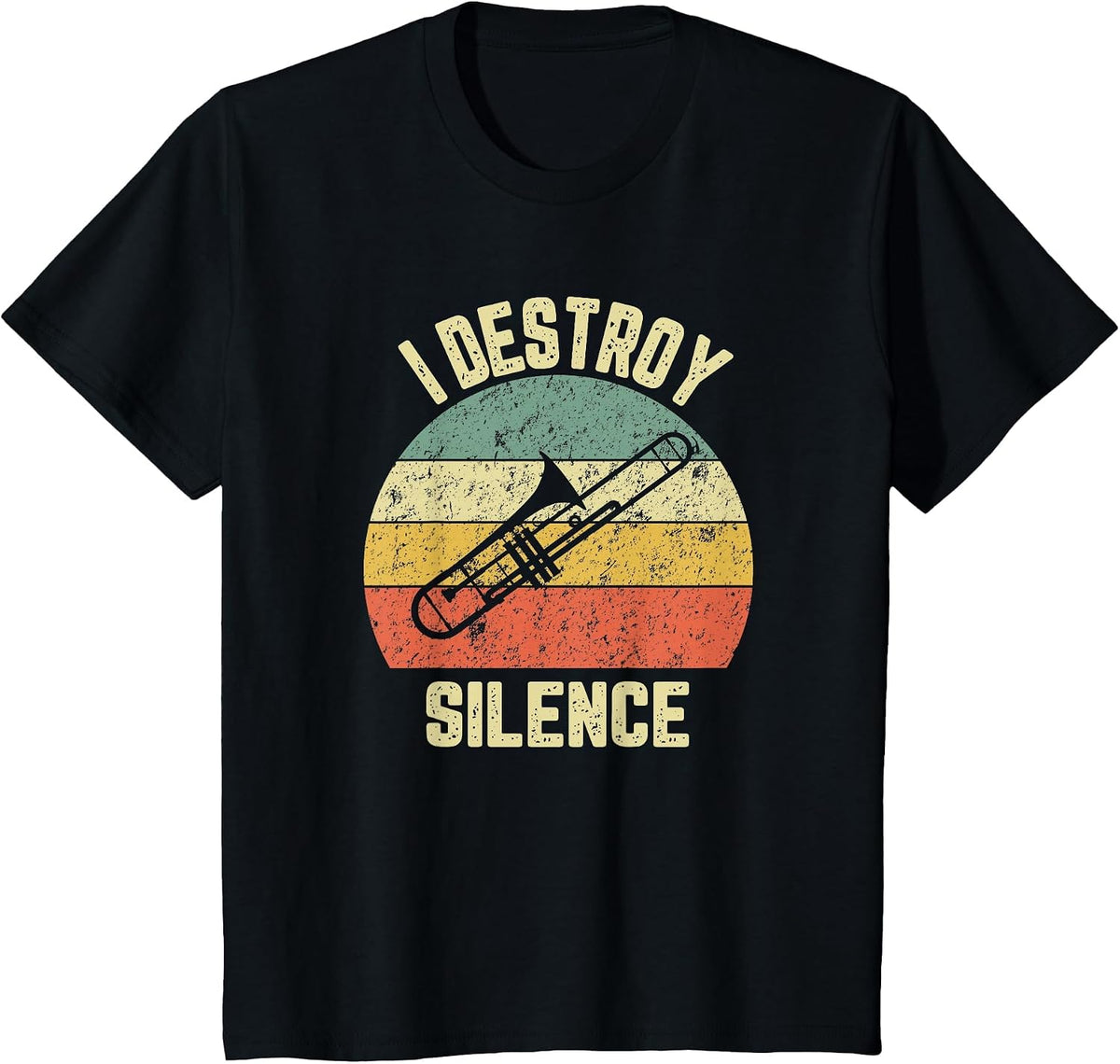 I Destroy Silence Trombonist Trombone Player Marching Band T-Shirt - Black