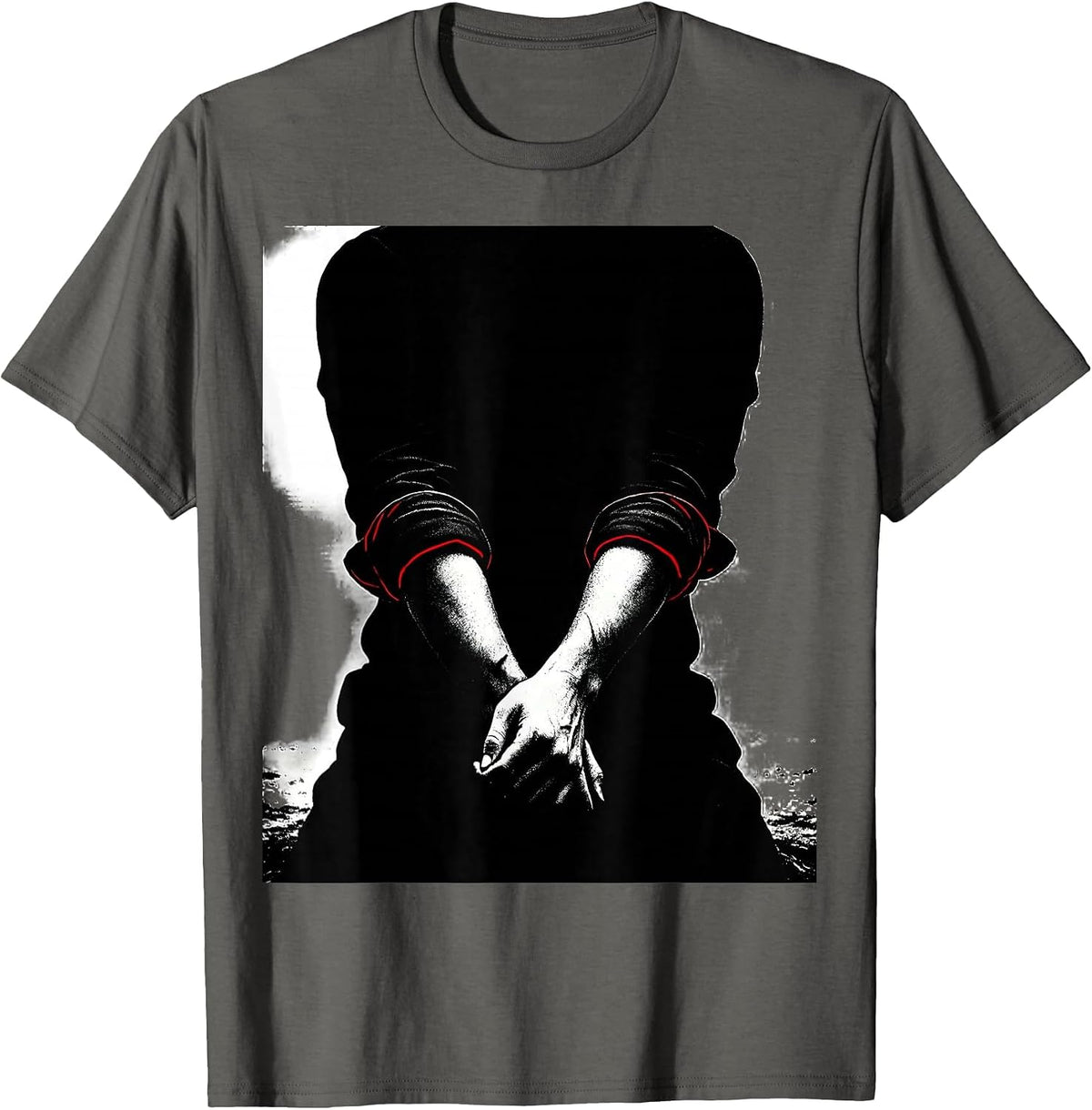 Crossed Forearms Silhouette Labor Day Patriotic Union Pride T-Shirt - Asphalt Grey