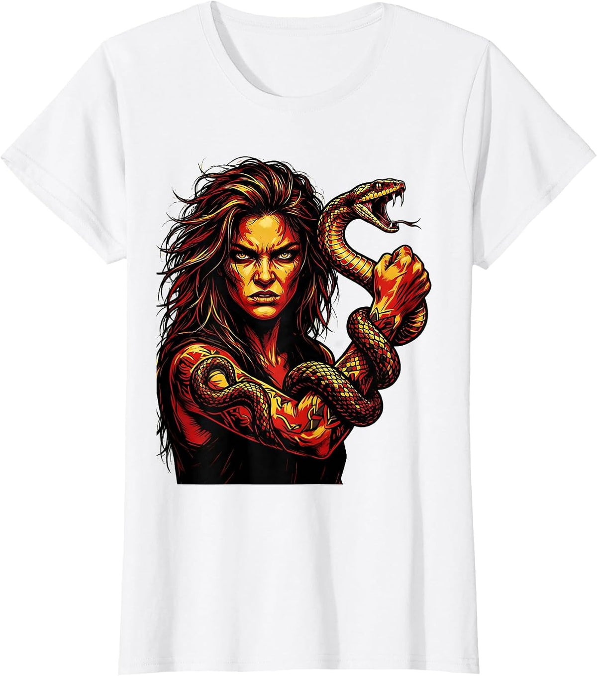 Fierce Rock Snake Coiled Arm Graphic Tee T-Shirt - White