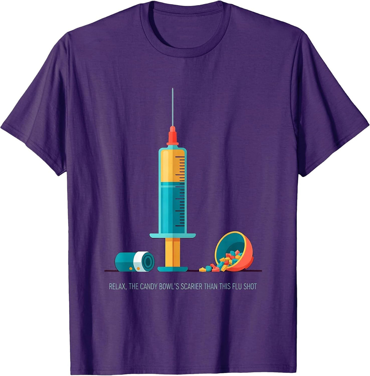 Men's Relax, The Candy Bowl's Scarier Than This Flu Shot Funny T-Shirt - Purple