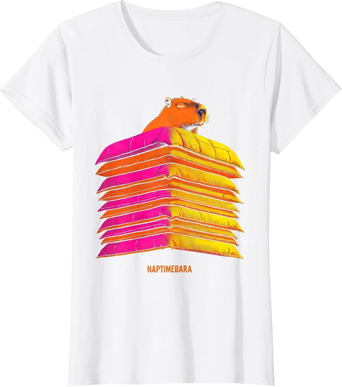Women's Naptimebara Cute Capybara Sleepy Humor Pajama Lover T-Shirt - White