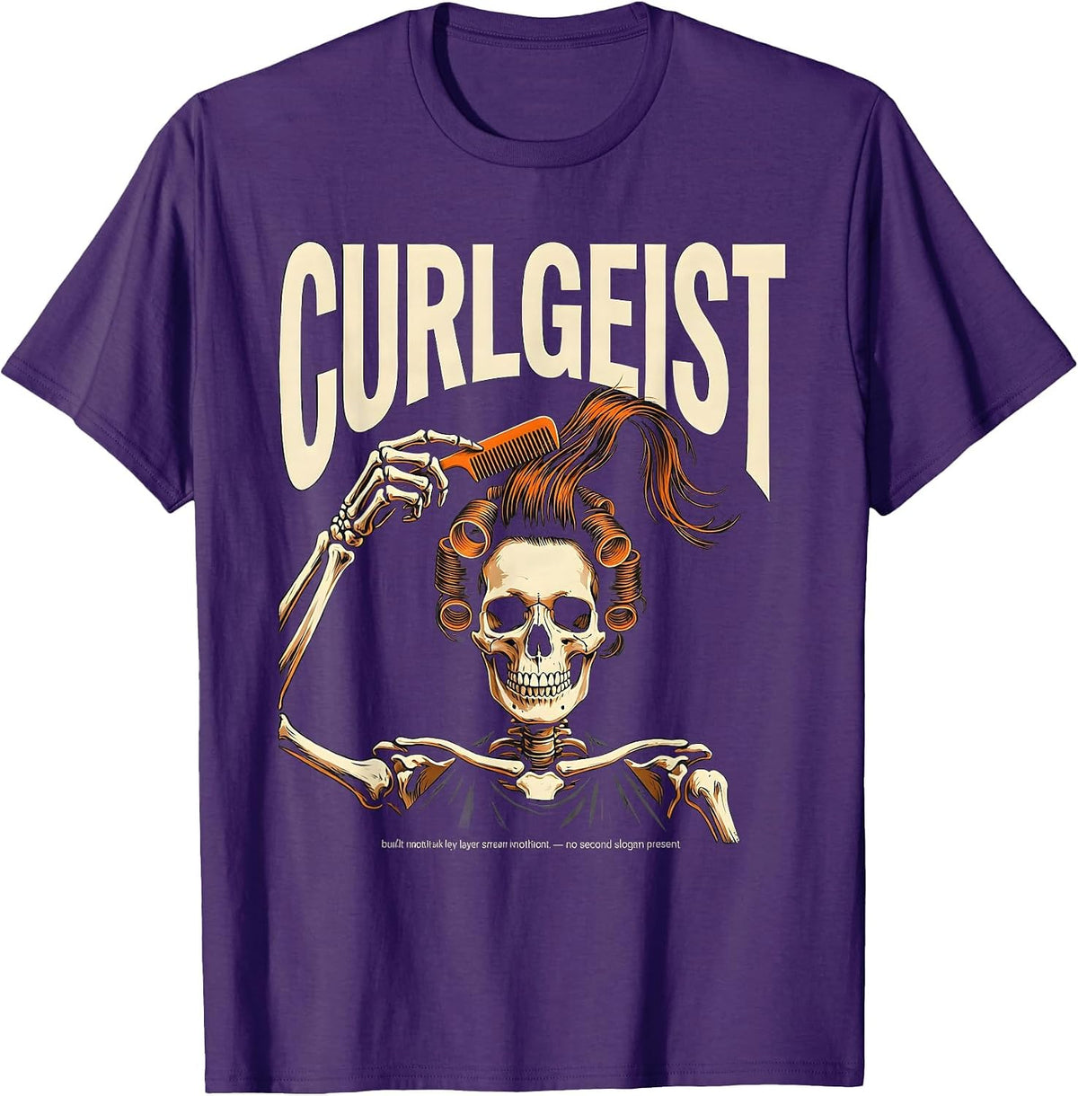 Men's Curlgeist Funny Skeleton Hairstylist Barber Halloween T-Shirt - Purple