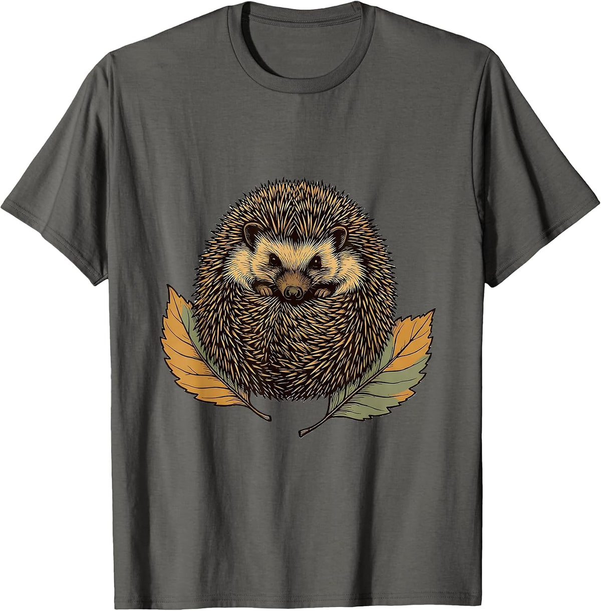 Curling Hedgehog Cute Animal Humor Kids Gift T-Shirt - Asphalt Grey