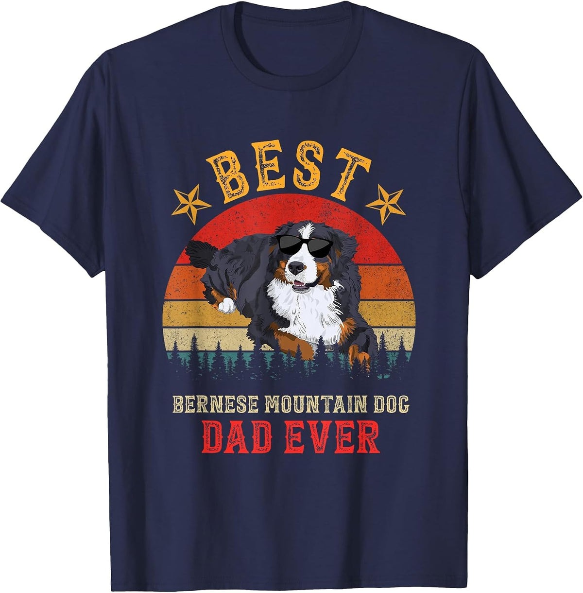 Best Dog Bernese Mountain Dad Ever Men Vintage Berner Dad T-Shirt - Navy Blue