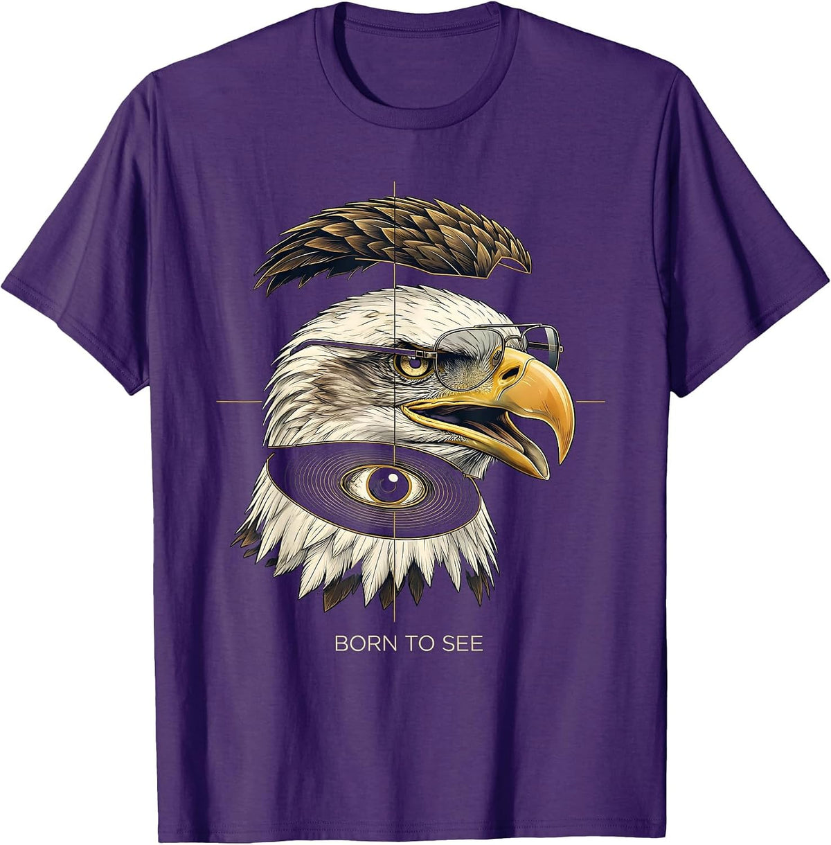 Born To See Exploded View Technical Eagle Pride Kids Teens T-Shirt - Purple