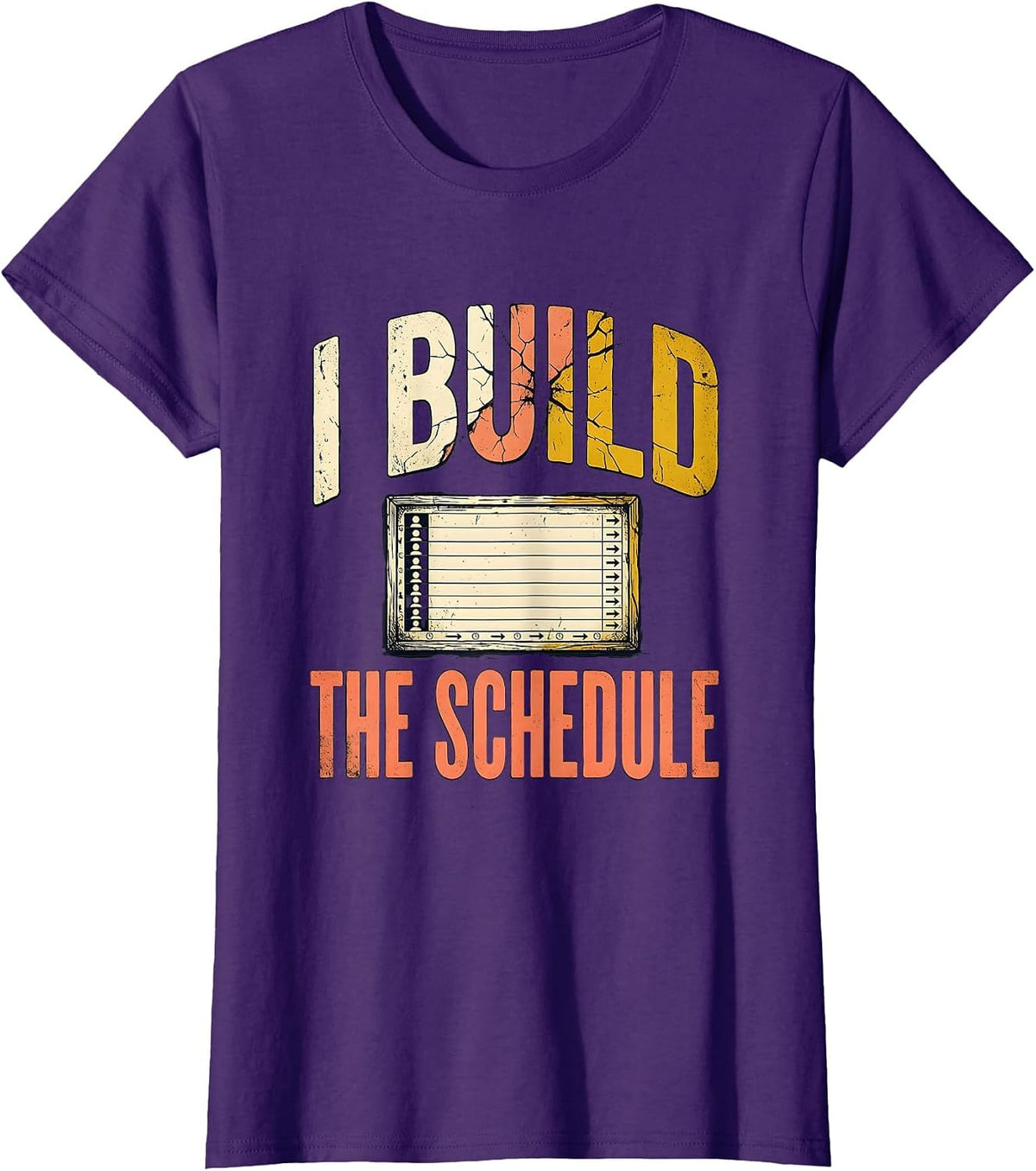 Women's I Build The Schedule Distressed Special Education Teacher T-Shirt - Purple