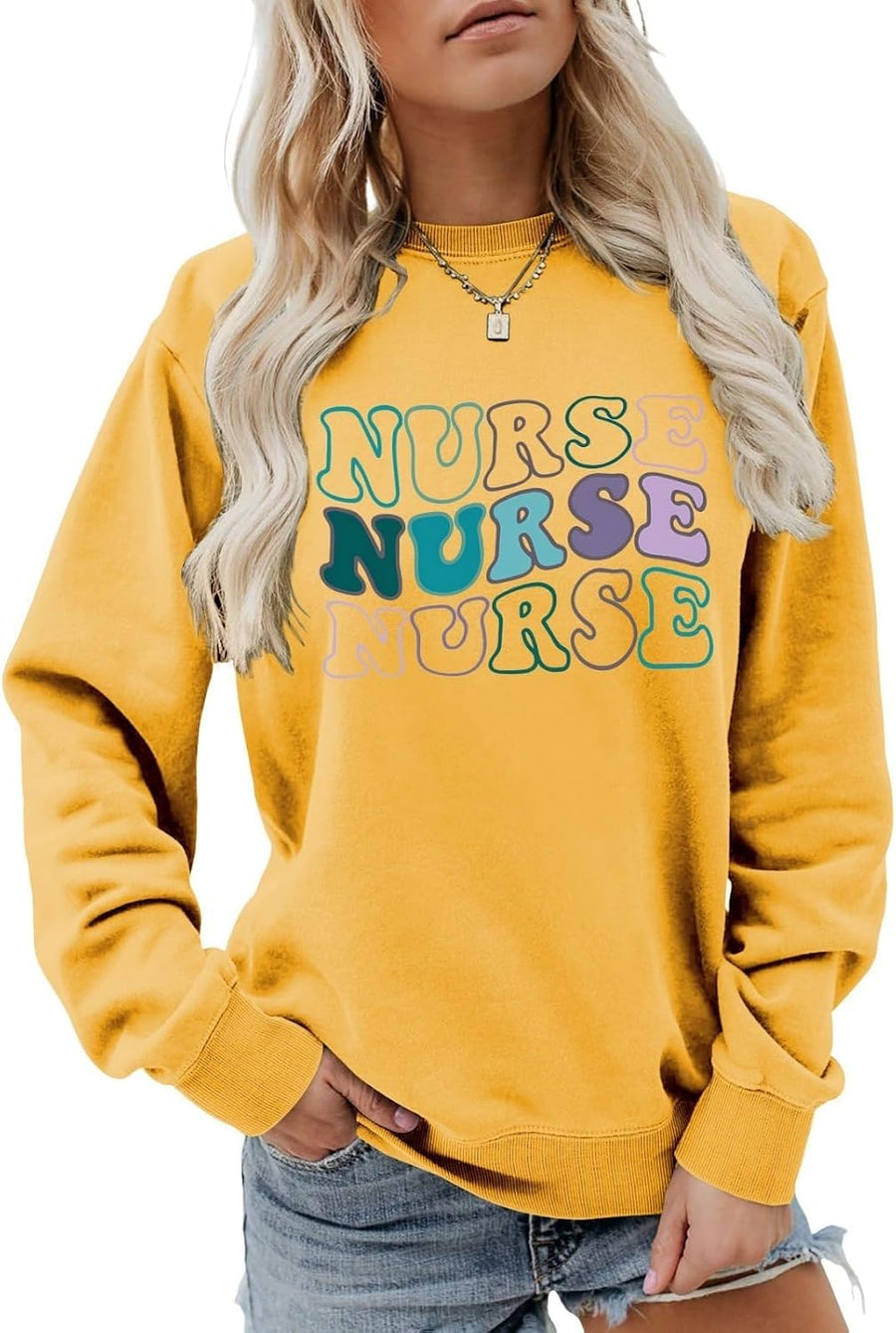 Nurse Sweatshirt Nursing School Sweater Registered Nurse Shirts Women Crewneck Long Sleeve Nurse Life Pullover Tops - 11