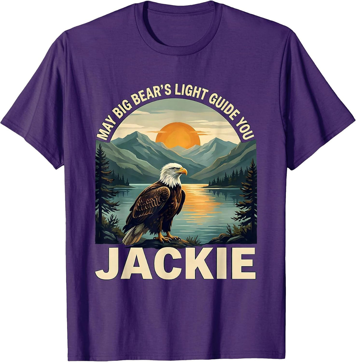 May Big Bear's Light Guide You Jackie Vintage Eagle Memorial T-Shirt - Purple