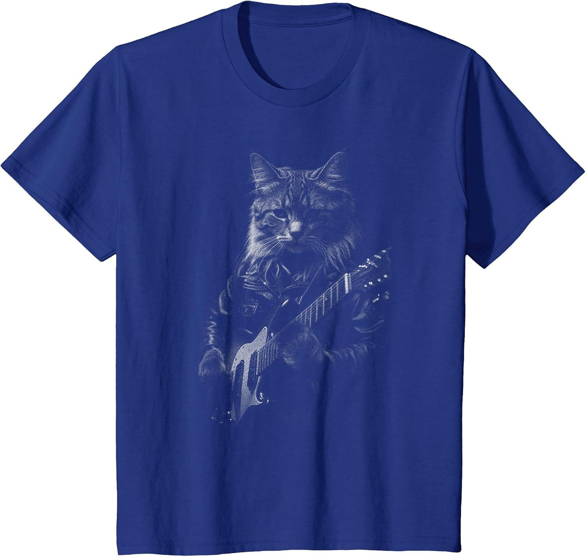Rock Cat Playing Guitar Mens Woman Funny Guitar Cat T-Shirt - Royal Blue