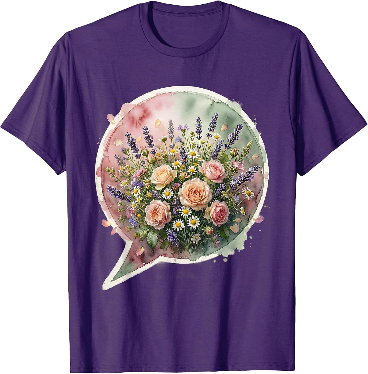 Special Education Teacher Floral Speech Bubble T-Shirt - Purple