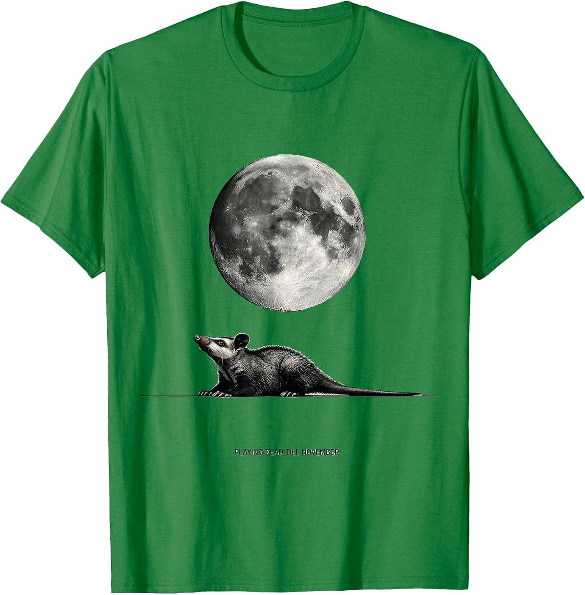 Men's Playing Dead Till November Vintage Opossum Halloween Spooky T-Shirt - Kelly Green