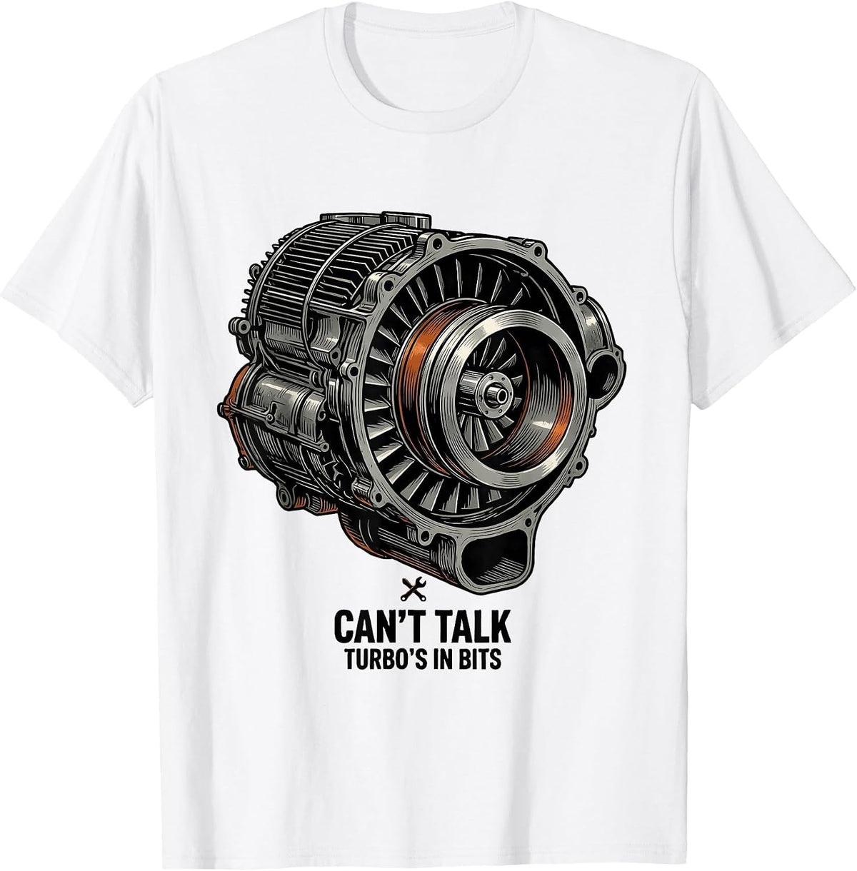 Men's Can't Talk Turbo's In Bits Funny Mechanic Garage Gift T-Shirt - White