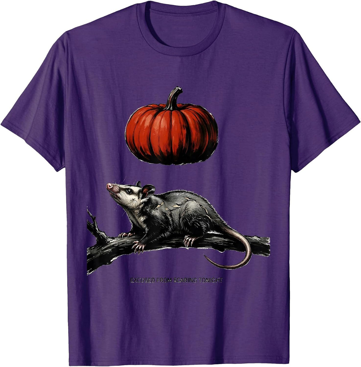 Excused From Scaring Tonight Vintage Opossum Halloween T-Shirt - Purple