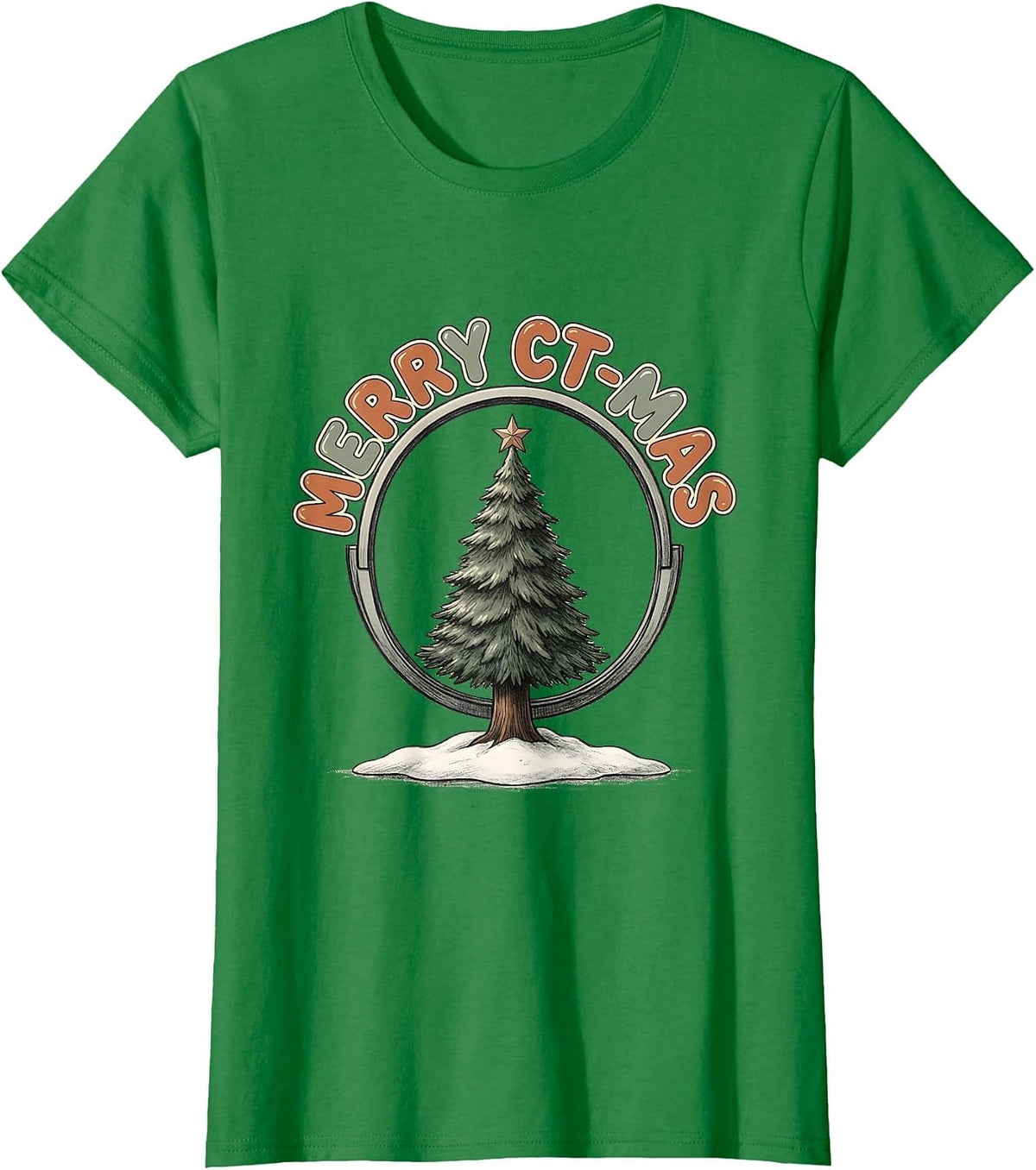 Women's Merry CT-mas Funny Radiology Tech Christmas CT Scan Humor T-Shirt - Kelly Green