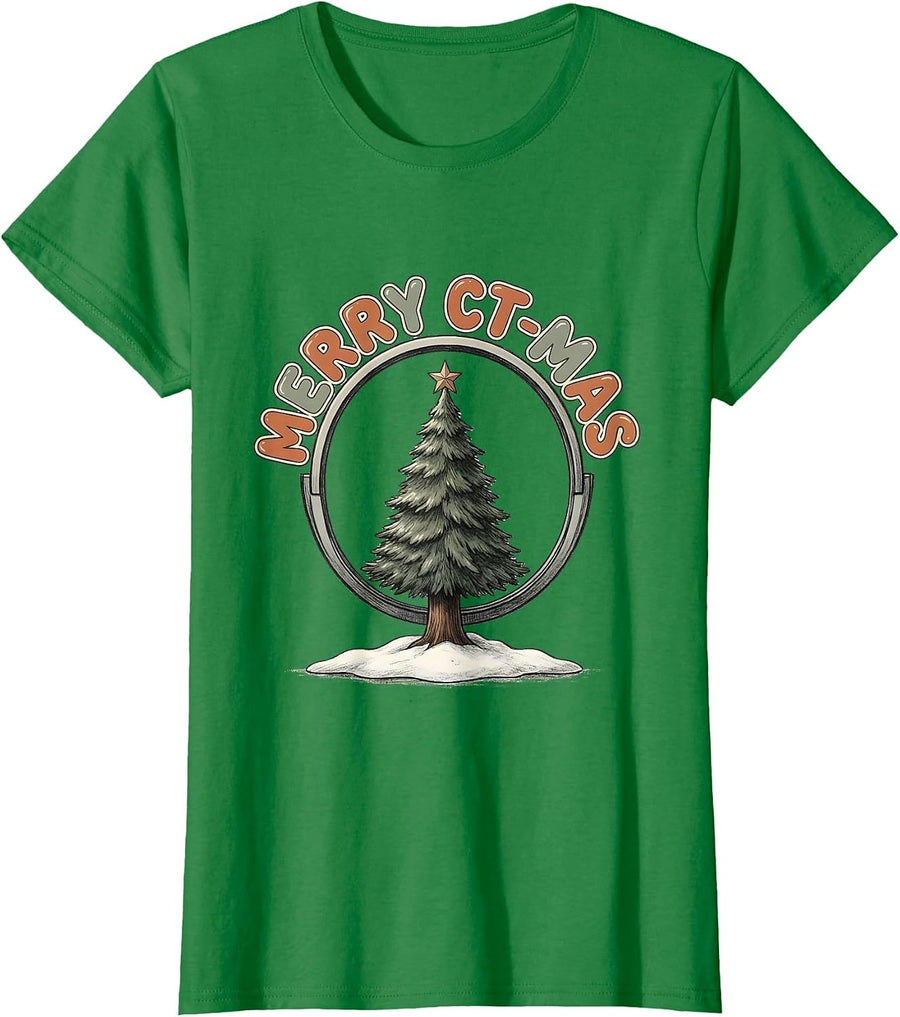 Women's Merry CT-mas Funny Radiology Tech Christmas CT Scan Humor T-Shirt - Kelly Green
