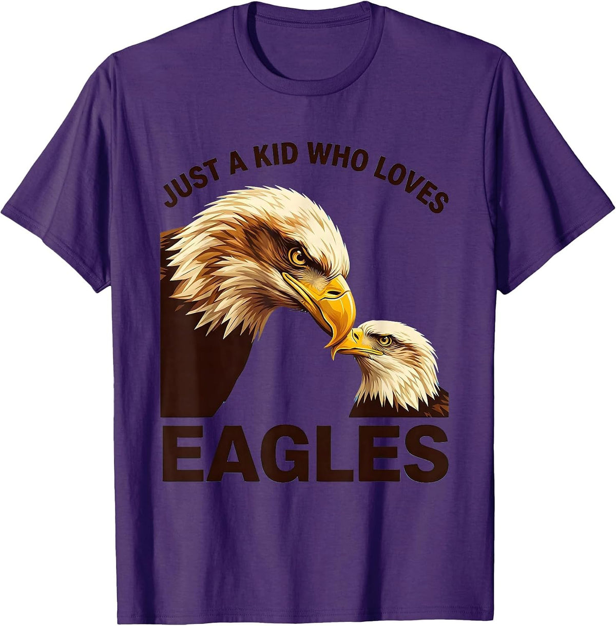 Men's Just A Kid Who Loves Eagles Eagle Fan Family Mascot Pride T-Shirt - Purple