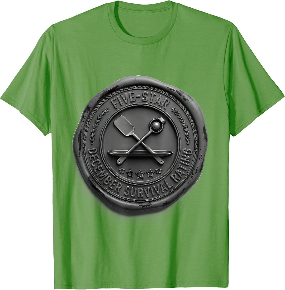 Men's Five-Star December Survival Rating Funny Pharmacy Squad T-Shirt - Grass Green