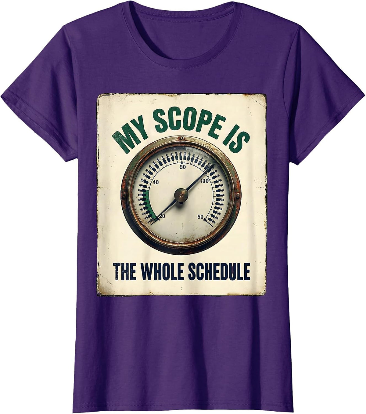 Women's My Scope Is The Whole Schedule Vintage Pharmacy Technician T-Shirt - Purple