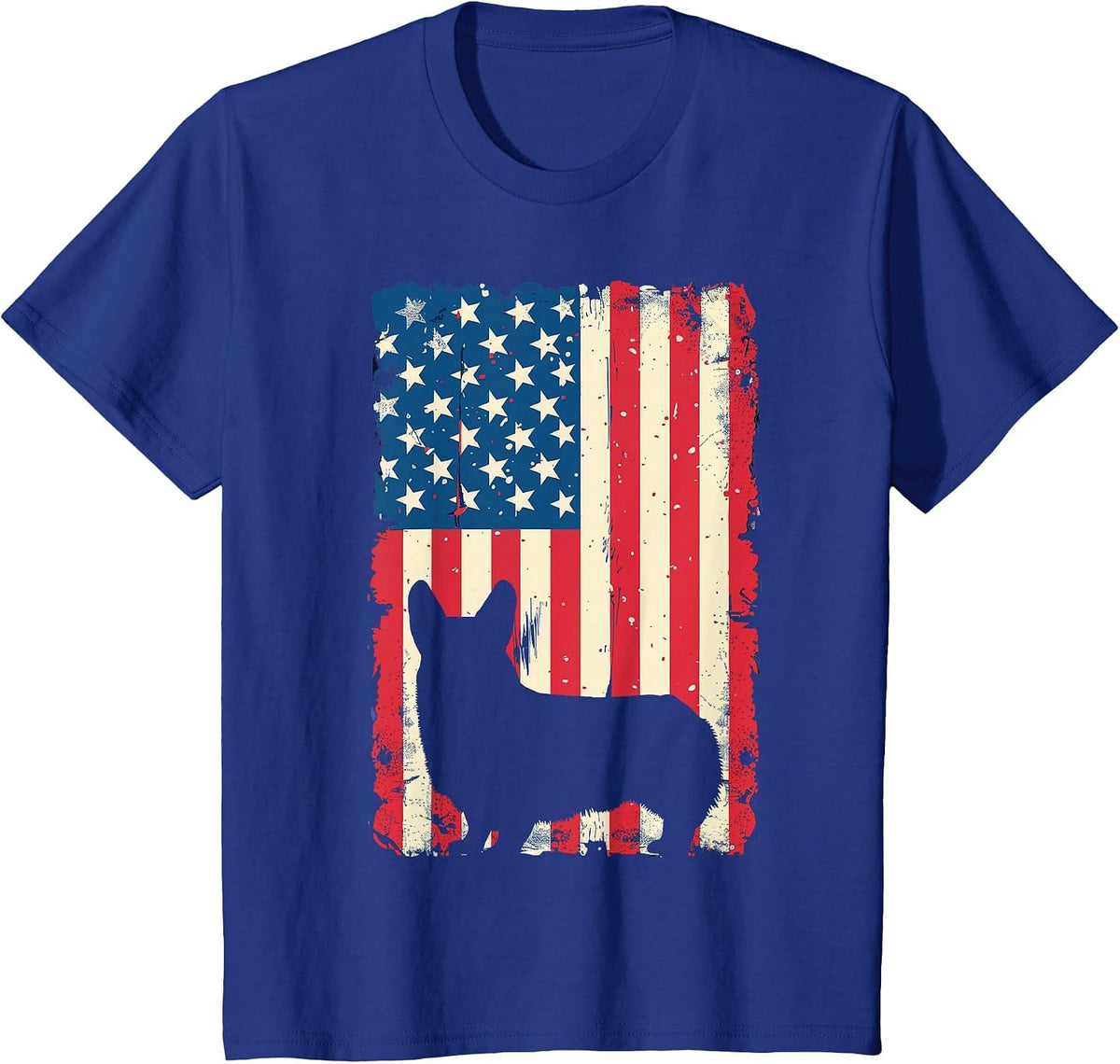Patriotic Corgi Dog Lover 4th of July USA American Flag T-Shirt - Royal Blue
