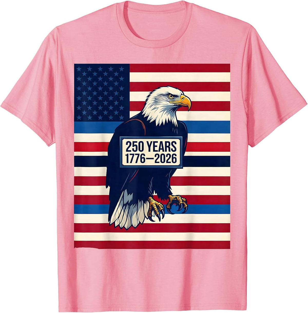 Men's 250 Years · 1776–2026 Geometric Eagle Flag USA 250th T-Shirt - Pink