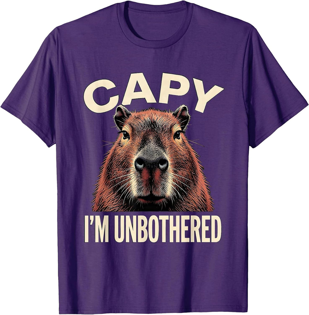 Men's capy, i'm unbothered Funny Capybara Animal Lover Meme Humor T-Shirt - Purple