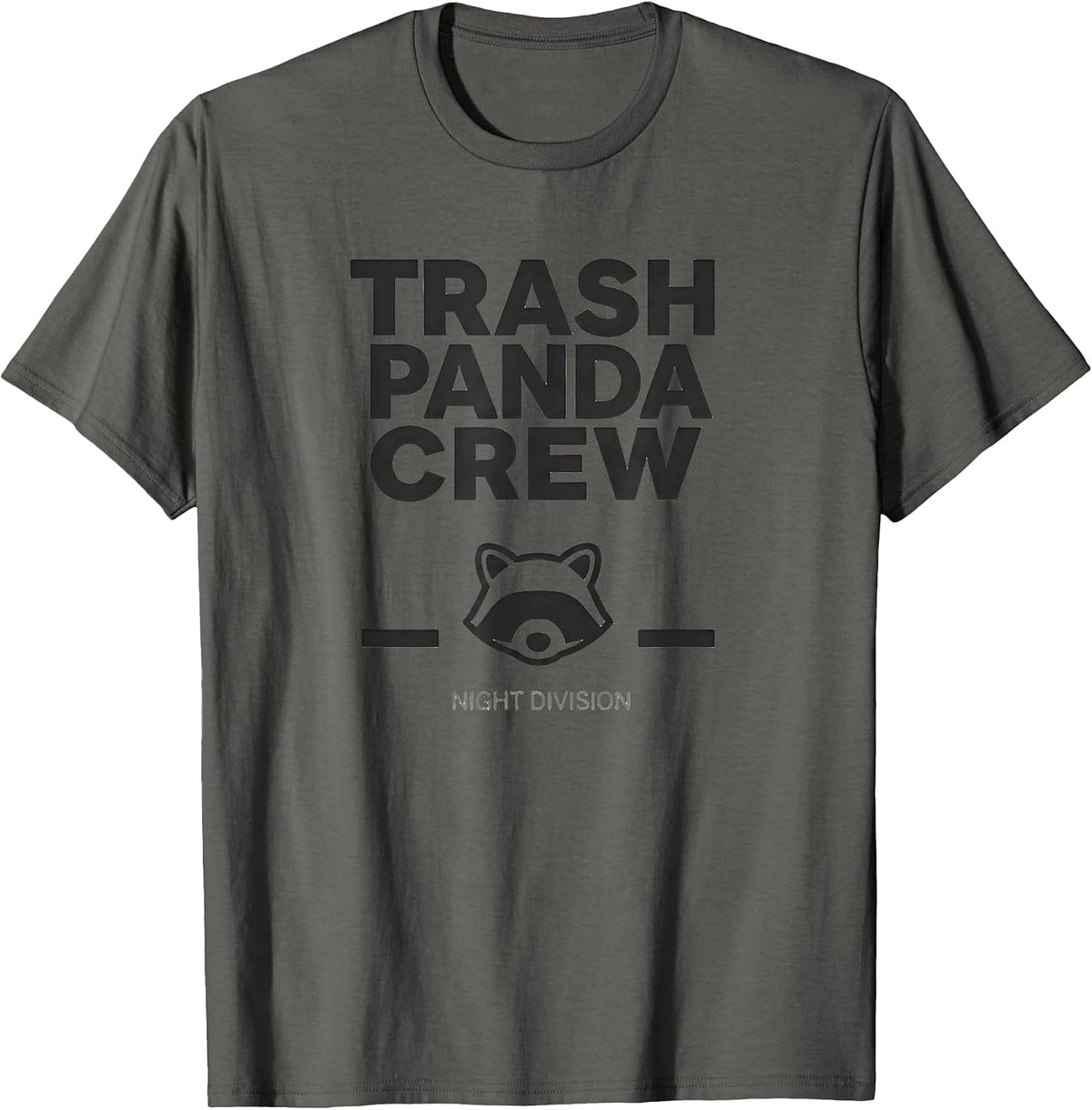 Men's Trash Panda Crew Night Division Funny Raccoon Meme Humor T-Shirt - Asphalt Grey
