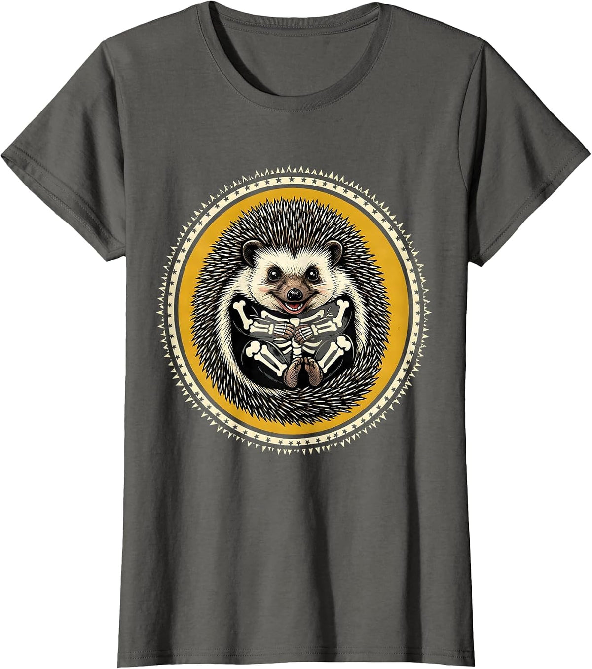 Women's Toddler Hedgehog Skeleton Onesie Halloween T-Shirt - Asphalt Grey