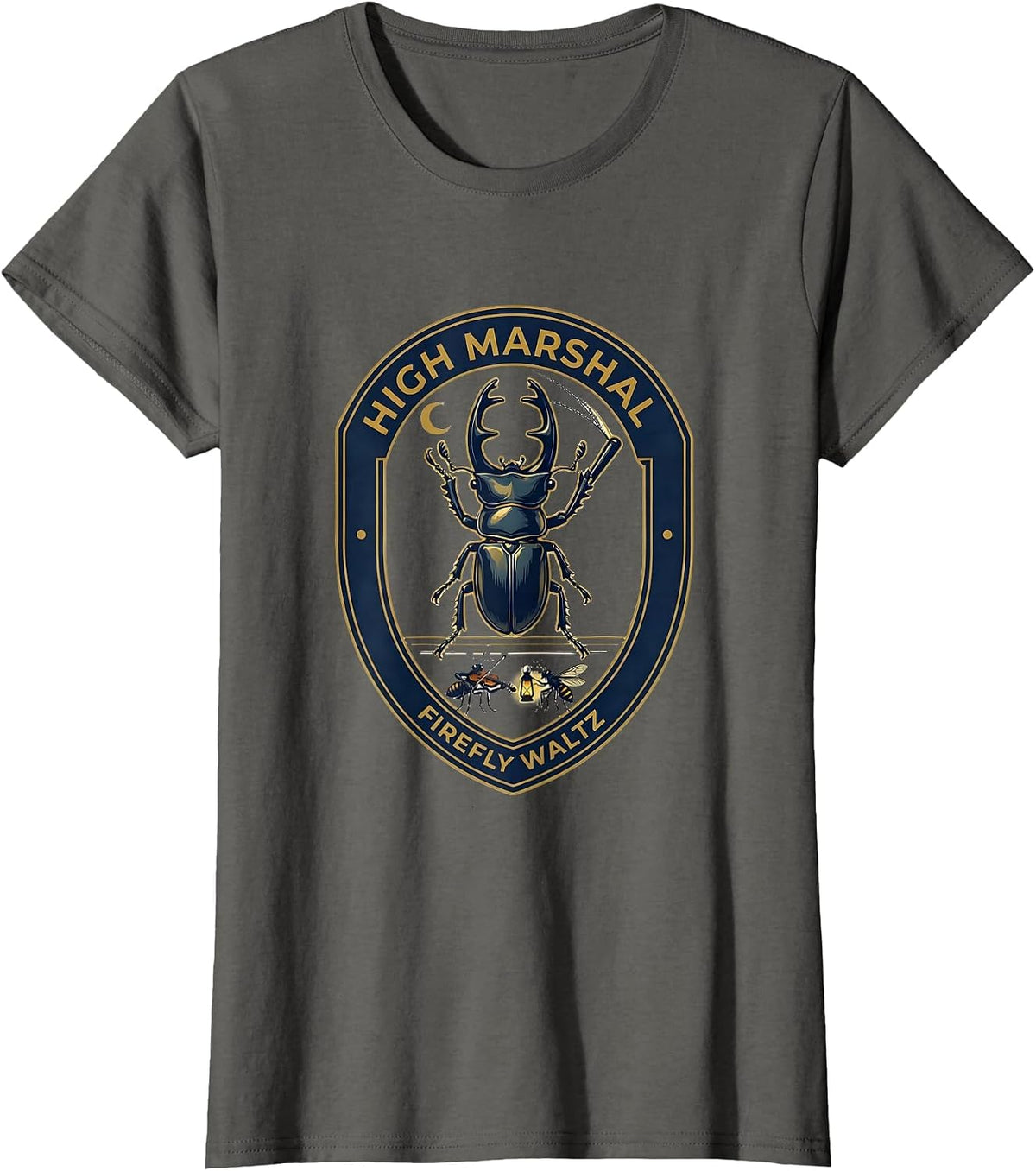 Women's High Marshal Firefly Waltz Vintage Insect Band Nature Lover T-Shirt - Asphalt Grey